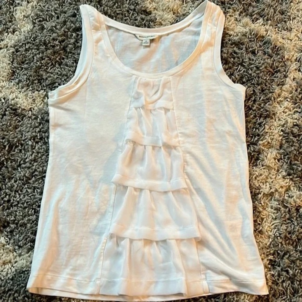 Banana Republic Women's White Ruffled Tank Top